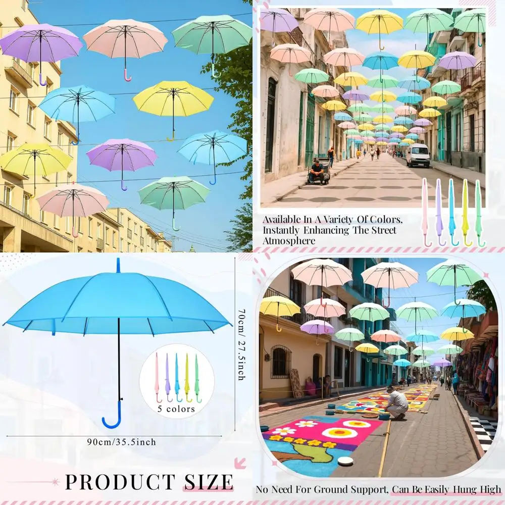 

Decorative Hanging Street Umbrellas, 10 Pack, 35.5 Inch, Macaron Color, Ideal for Outdoor Weddings and Birthday Parties