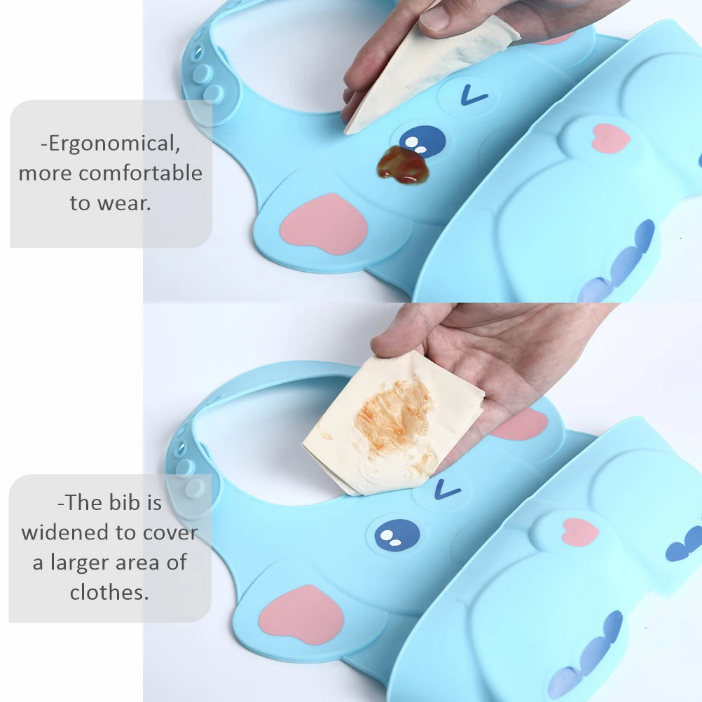 

Silicone Baby Waterproof Feeding Apron Extra Wide Soft Durable Food Bib For Kids Cute Ergonomic Design Rounded Corners Thickened
