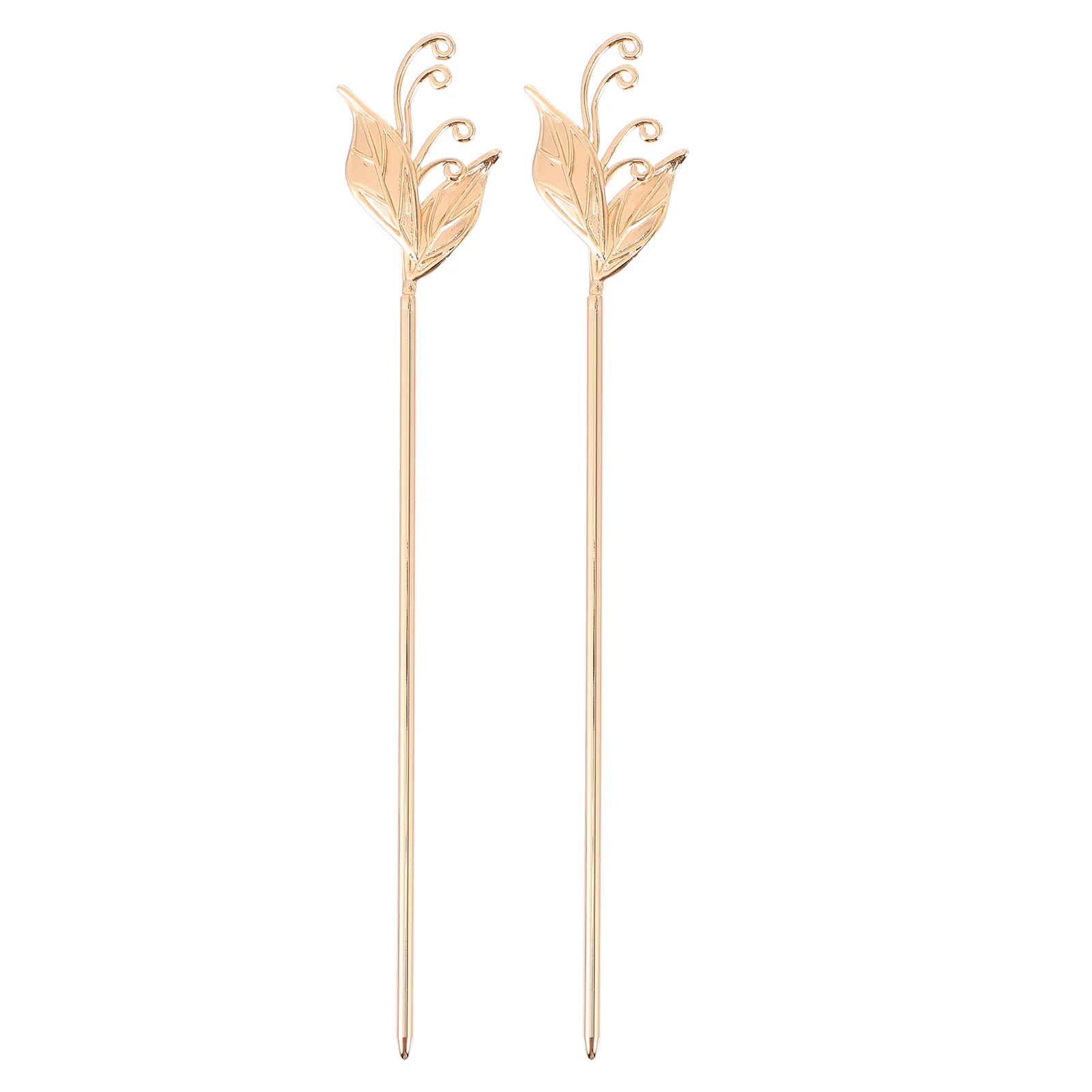 

2 Pcs Hair Clips Hanfu Hairpin Women Stick Alloy Chopstick Golden Bride