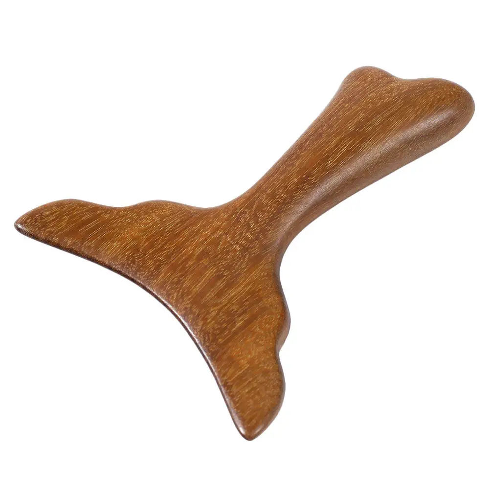 Wooden Mermaid Tail Shaped Gua Sha Massage Tool Light Brown Smooth Polished Facial Neck Body Scraping Scraper for Skin Care