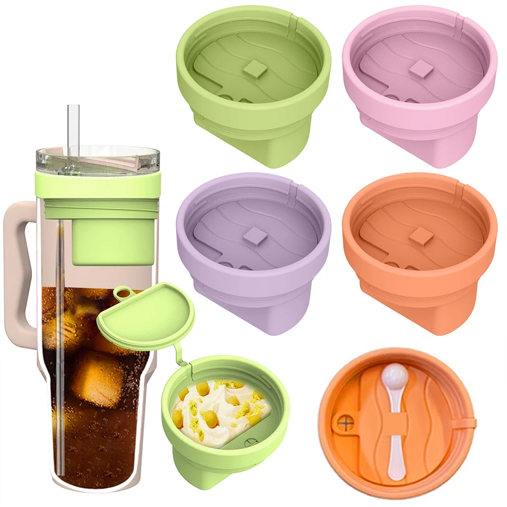 Silicone Ice Cream Container with Lid & Spoon Freezer Storage Container Ice Cream Tray for Stanley 40oz Water Cup Accessories