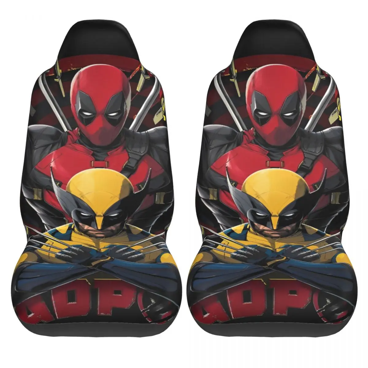 

Чехлы на автомобильные сиденья Deadpool & Wolverine, защитные чехлы из полиэстера, 2 шт., крутые чехлы для грузовиков