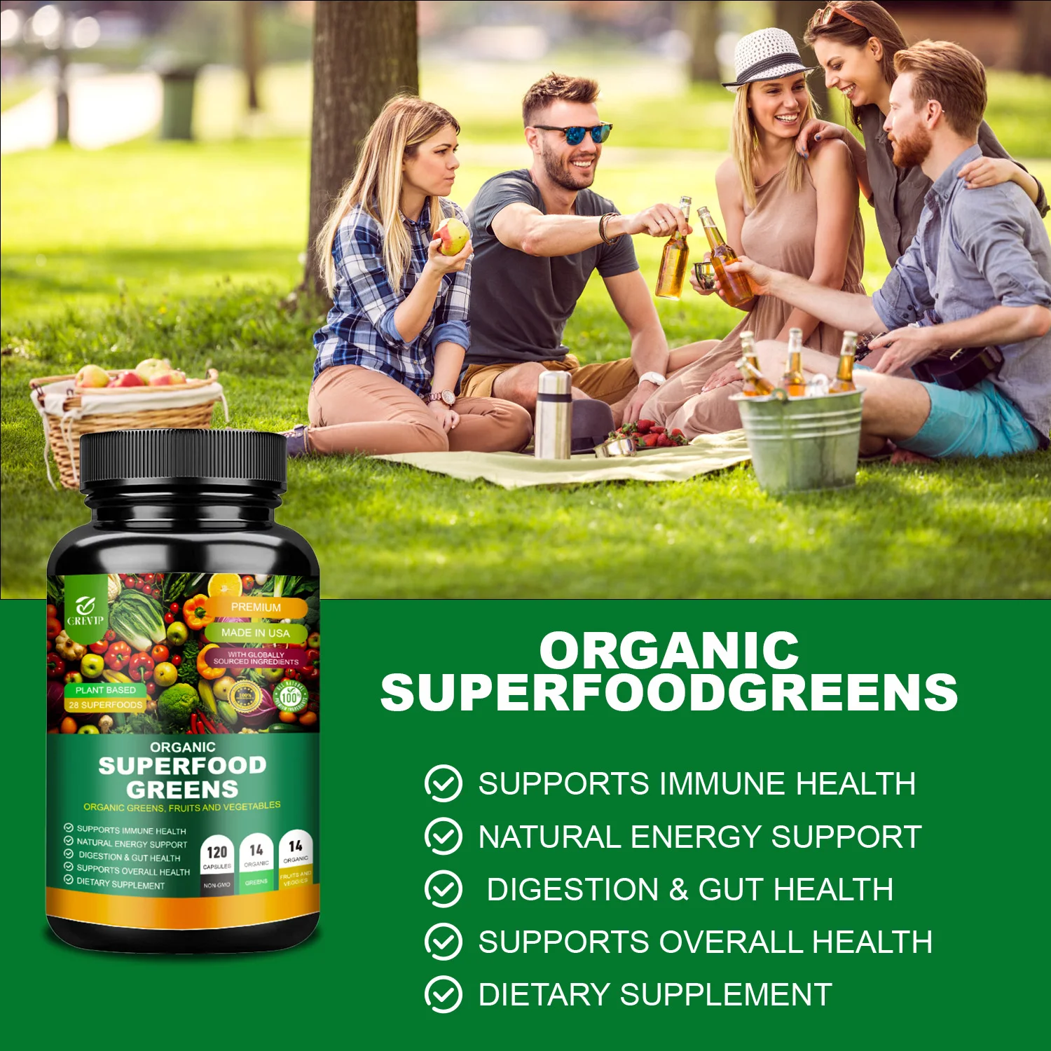 Organic Super Greens - Boost Energy, Immunity & Gut Health