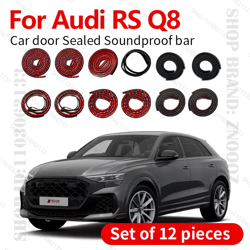 

For 2019-2025 Audi RS Q8 Car Door Seal Strip Rubber Double Layer Sealing Protector Soundproof Dustproof Seal Strip 12PCS Set
