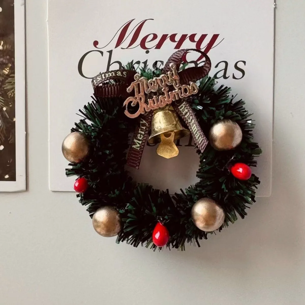 ثلاثية الأبعاد مغناطيس الثلاجة البلاستيك مشهد عيد الميلاد المغناطيس المشهد الصغير الديكور نابضة بالحياة عيد الميلاد إكليل مغناطيس الثلاجة ل