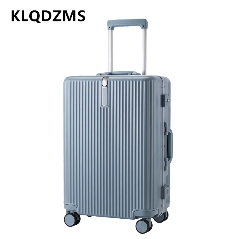 KLQDZMS High Quality Suitcase ABS+PC 20 Inch Boarding Box 18"22"24"26 Aluminum Frame Trolley Case with Wheels Rolling Luggage