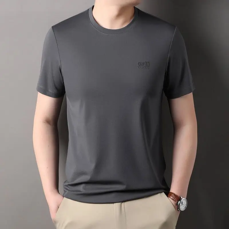 Korean Style Clothes Summer Breathable Casual Tops Solid Short Sleeve T-Shirt Men 2024 Golf Wear Streetwear Tee Luxury T-shirt
