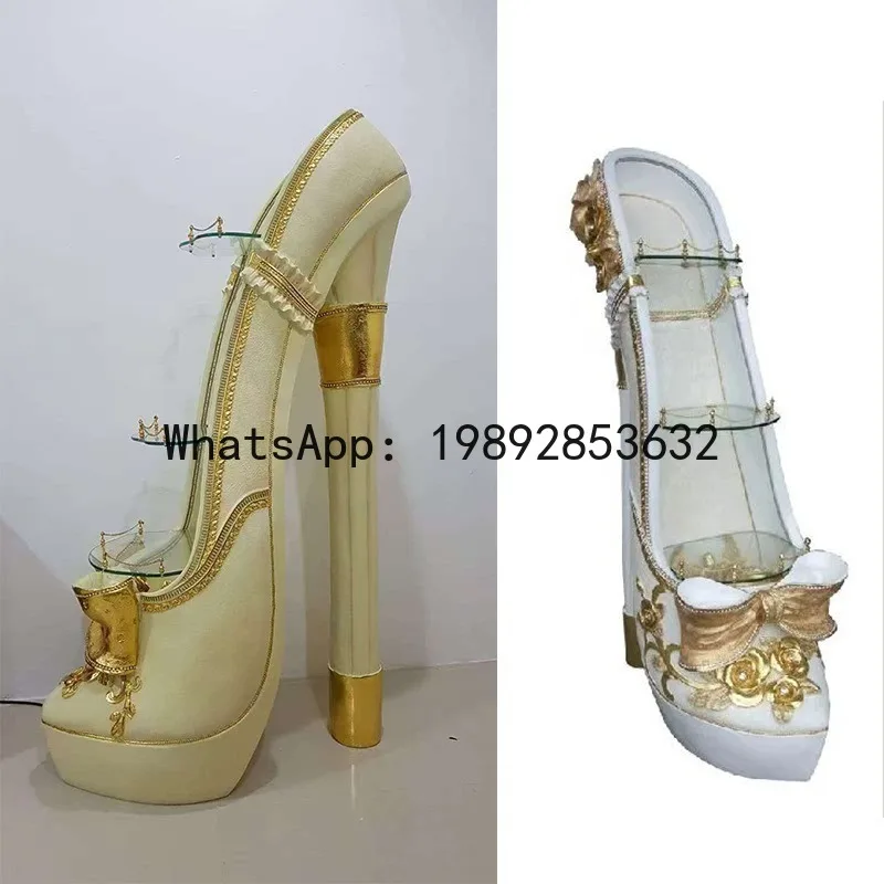 BJ  High-End European Style Furniture Wine Cabinet Large Floor Display Wine Rack Crown Creative Photo Studio gold Shelf Shoes