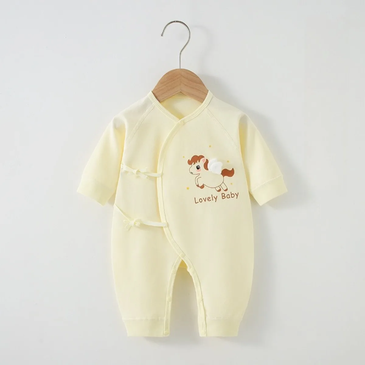 0-6 Month Newborn Boy Spring Autumn Warm Jumpsuit Baby Girl Cute Horse Pattern Romper Toddler Pure Cotton Soft Bodysuit Clothes