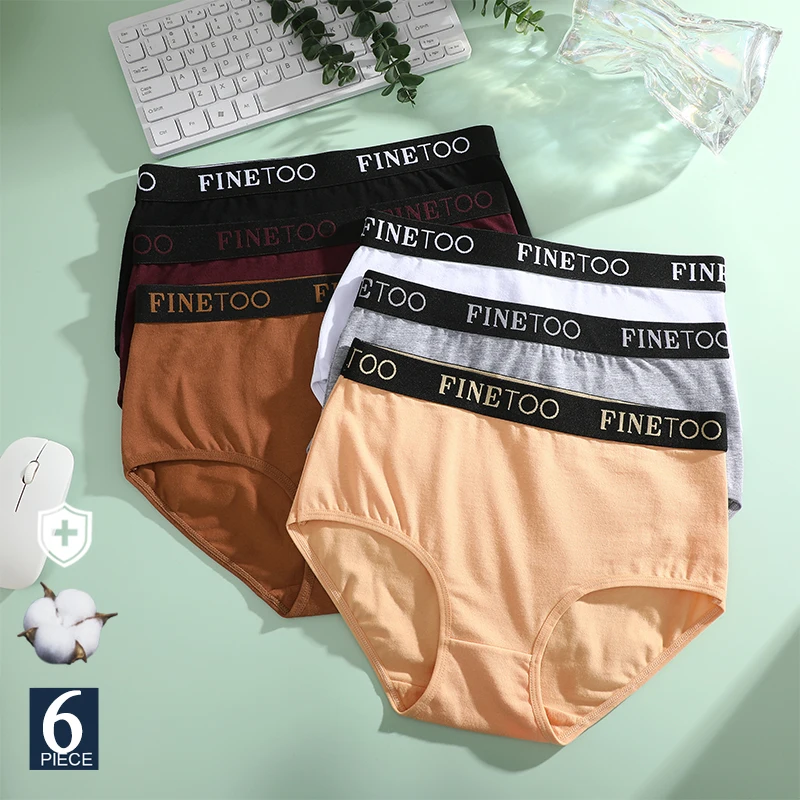 

FINETOO 6 шт. женские хлопковые трусики женские сексуальные трусики со средней талией бесшовные S-XXL плюс нижнее белье бикини для девочек нижнее белье трусы