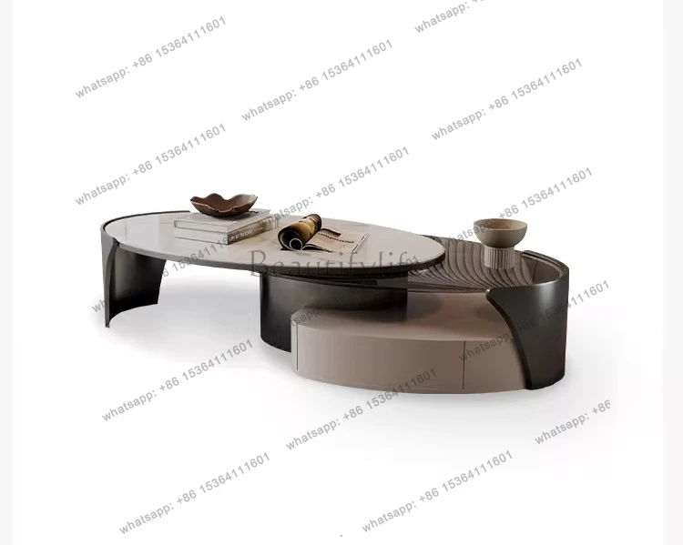 

Designer's original sense of high-end light luxury minimalist coffee table retractable