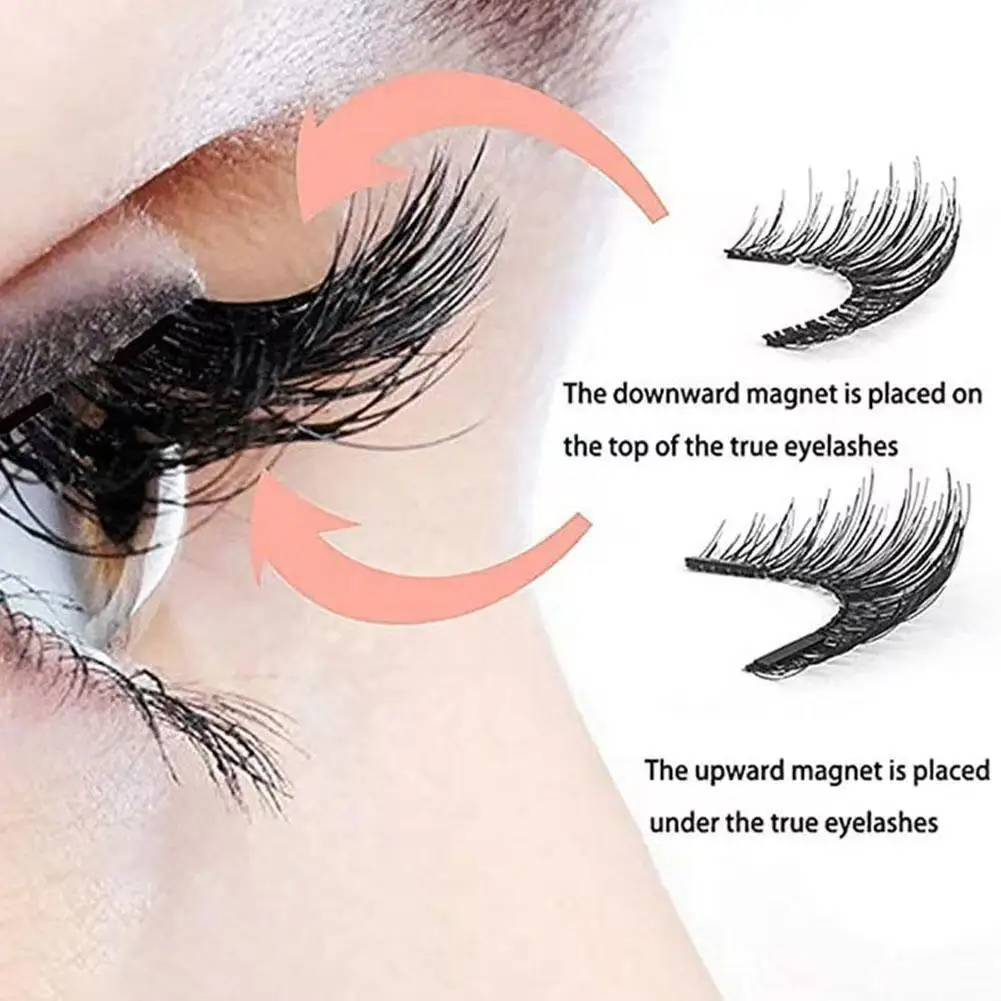1 par de pestañas postizas de succión magnética con juego de pinzas 3D reutilizables de larga duración pestañas postizas magnéticas naturales maquillaje Facial