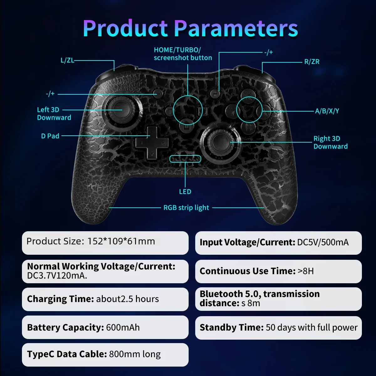 GAMINJA RGB Wireless Gamepad CRACK PROCESS For Nintendo Switch TV Box PS3 Joystick Controller Six axis gyroscope Dual Vibration