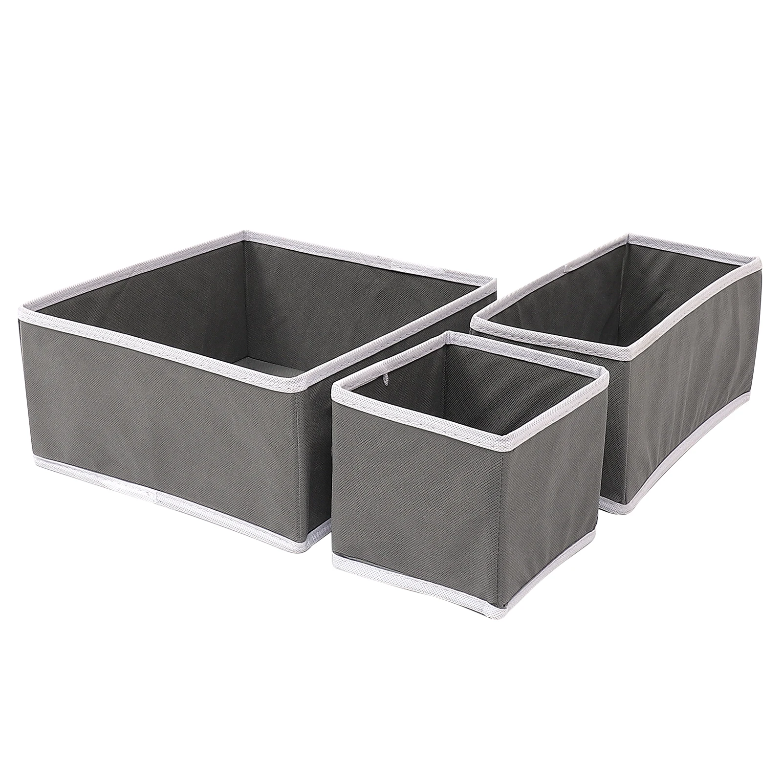 

3 Pcs Non Woven Fabric Storage Box Set Foldable Underwear ganizer Grey Travel Bra Container Breathable Eco Friendly Storage