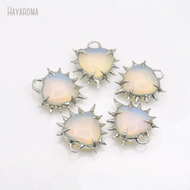 10Pcs Soldered Organic Claws Heart Bubble Claw Thorns Point Gift For Her Brutalist Handmade Jewelry Opal Pendant PM50107