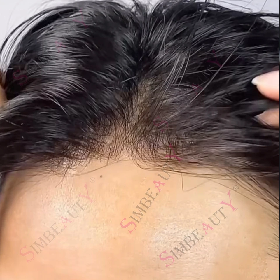 

Natural Hairline 0.02mm 80Density Light Weight 100% Human Hair Men Grey Black Brown Toupee Super Micro Thin Skin Base System Wig