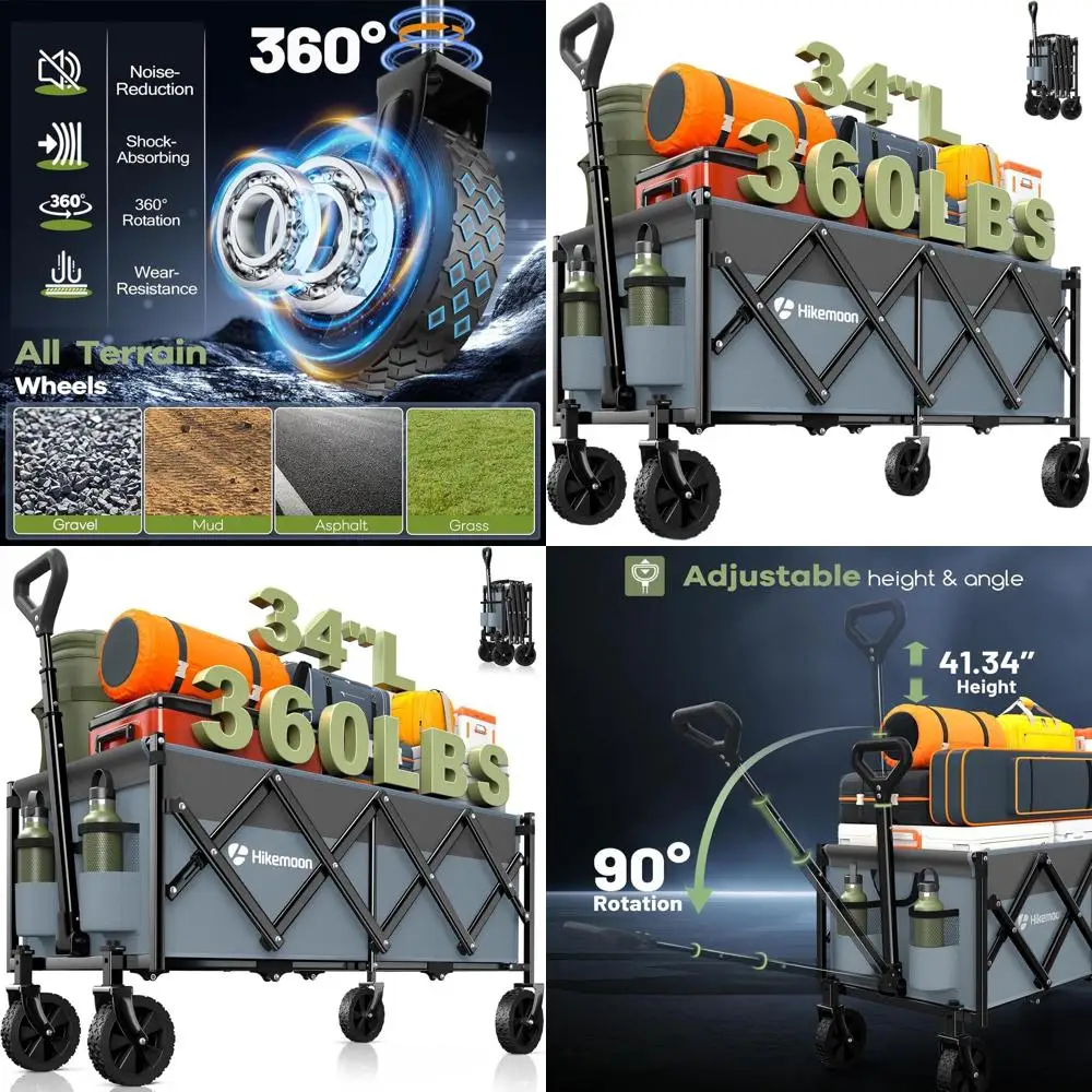 

Сверхдлинная складная тележка-вагончик на 34 колеса, грузоподъемность 360 фунтов, идеально подходит для пляжа, активного отдыха, покупок, сада, спорта, кемпинга - синяя, G