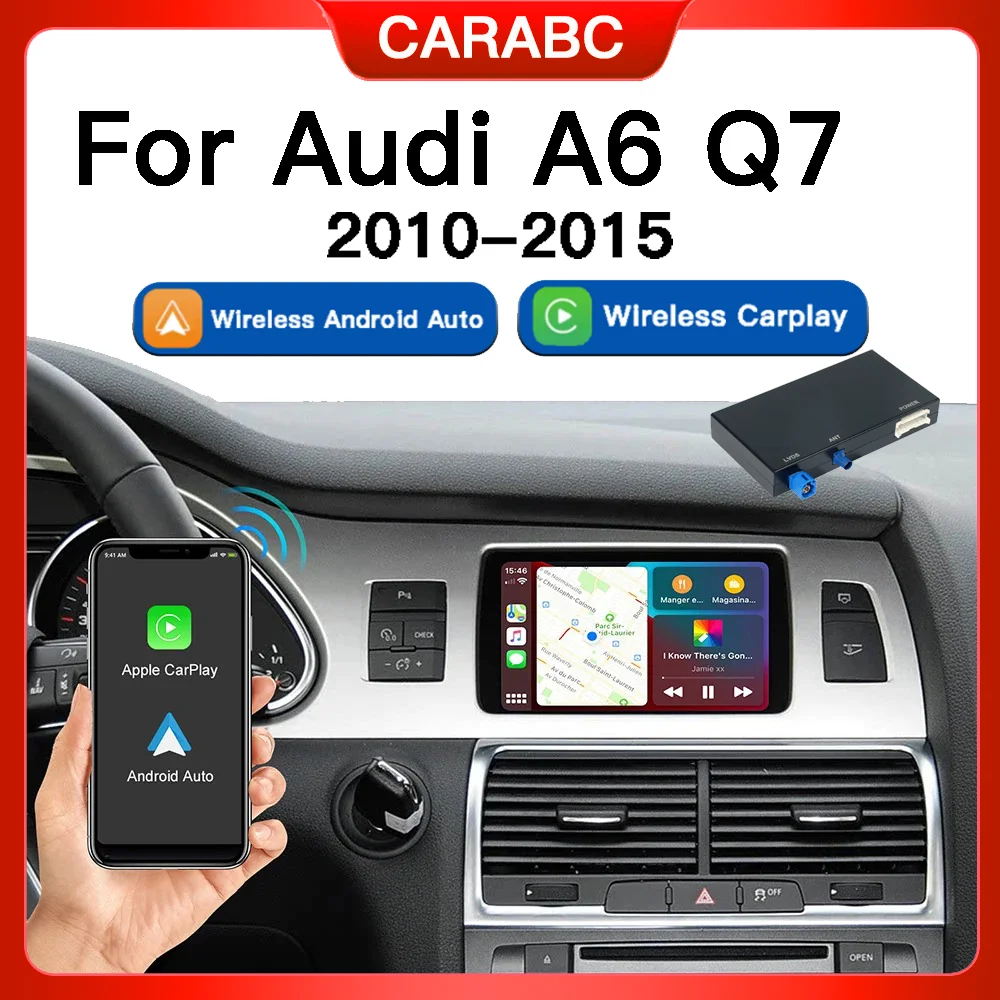 CARABC For Audi A6 Q7 Wireless CarPlay Android Auto Module MirrorLink AirPlay Reverse Camera Multimedia Accessories