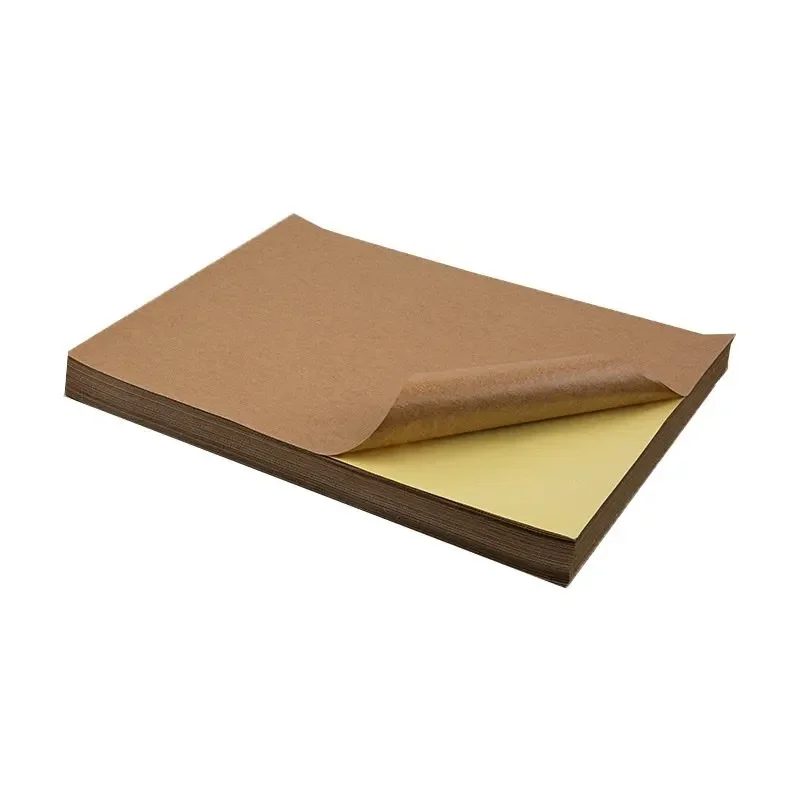 100 sheets Brown Self-Adhesive Kraft Paper Sticker In A4 Sheet Print Copy Label Event For Laser Inkjet Printer