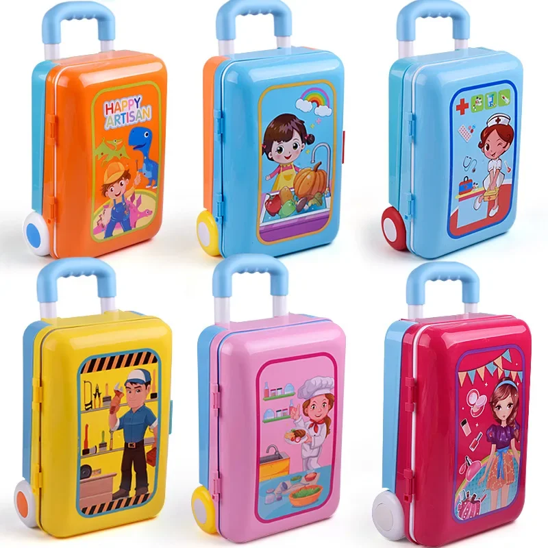 LazyChild Girls Make Up Luggage Kids Dress Up Cosmetic Playset Dresser Table Suit Comb Ring Lipstick Perfume Toys Handcase