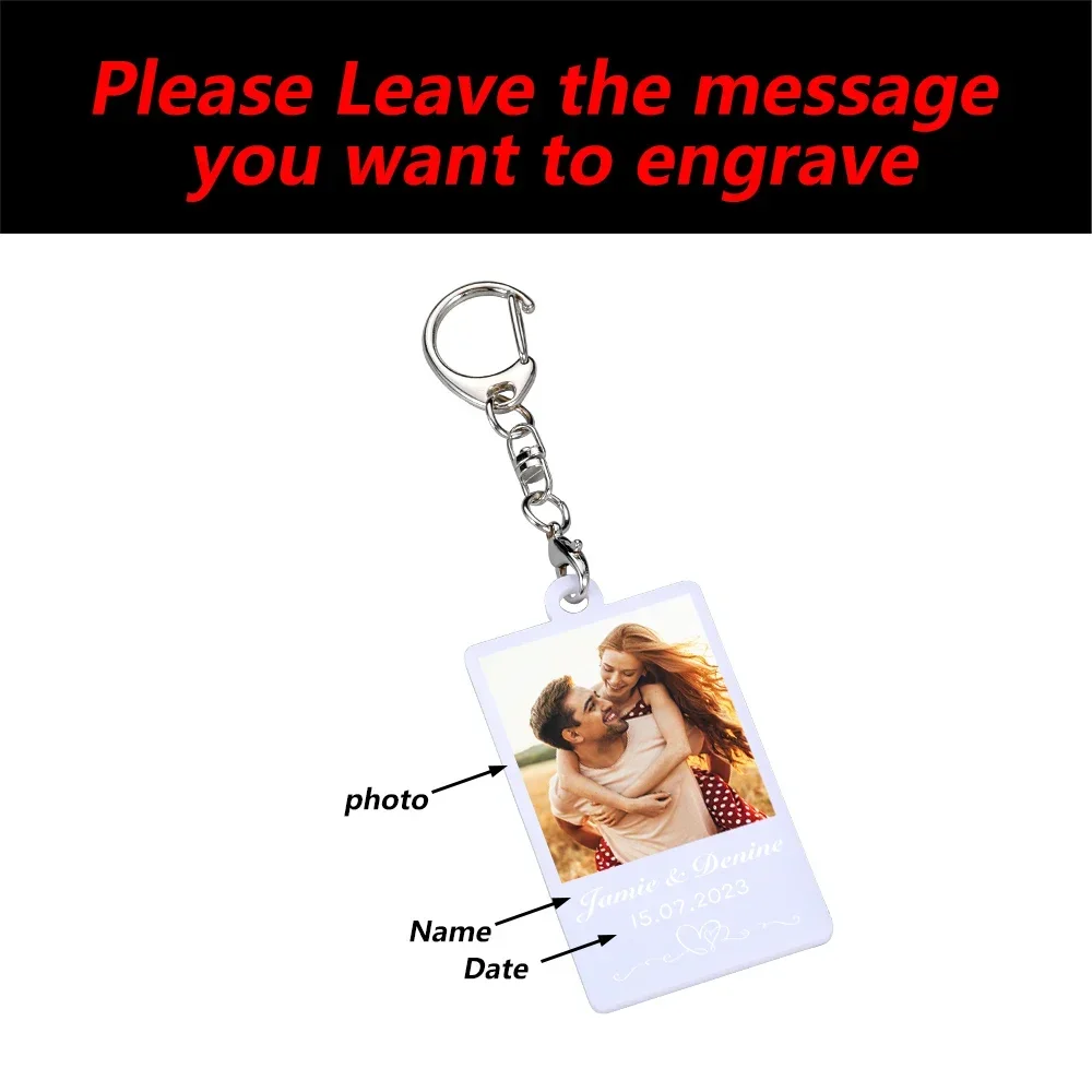 Personalized Couple Acrylic Keychain Customized Photo Name Key Chain for Boyfriend Her Him Lover Keychains Valentine's Day Gifts