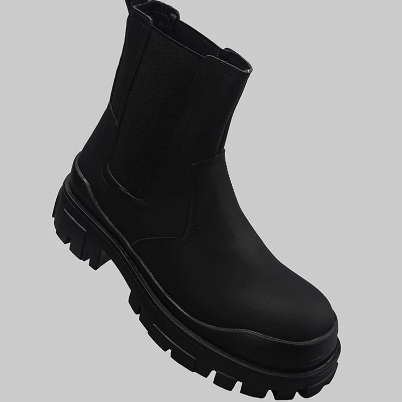England style men's boots slip-on natural leather shoes cowboy platform boot punk hip hop spring autumn high chelsea botas male