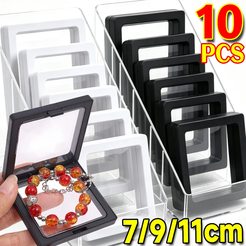 Transparent Floating PE Film Storage Box for Jewelry Badges Rings Bracelets Collectible Packaging Case Portable Display Boxes