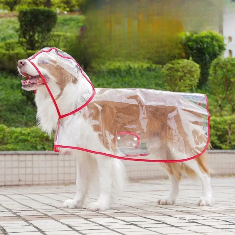 35-70 cm Pet Raincoat Transparent Large Dog Raincoat Waterproof Pet Walking Dog on Rainy Days with Exposed Clothes Weight 4-35kg