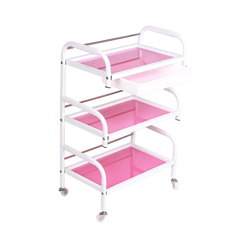 High-end beauty cart cabinet beauty car hairdressing tool car nail rack tempered glass with drawer 4D