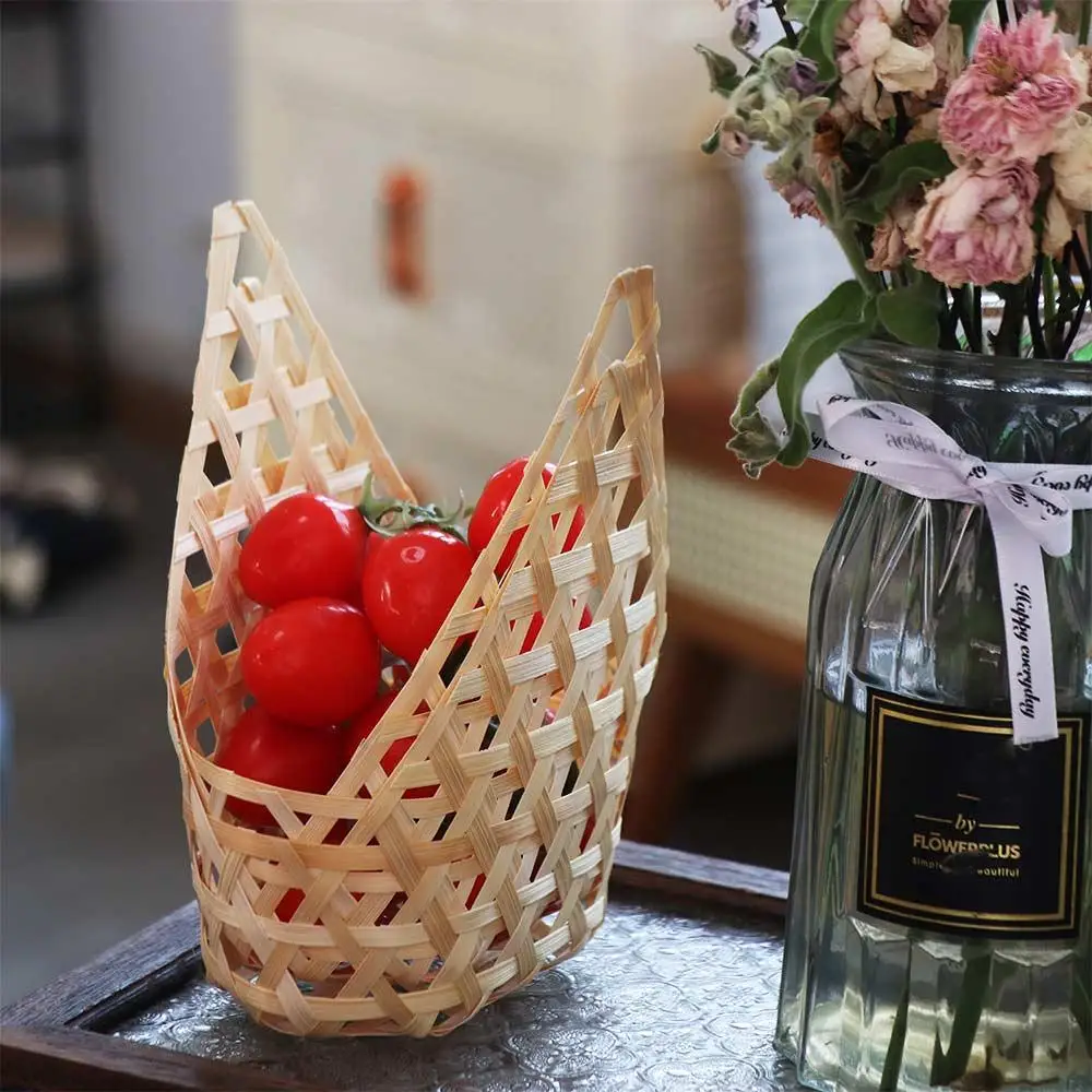 3pcs Multi-functional Bamboo Woven Gift Packaging Basket Retro Creative Storage Box Natural Handmade Fruit Basket Food