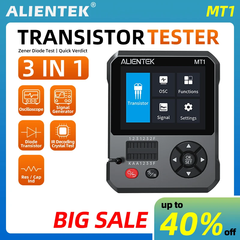ALIENTEK MT1 Digital Oscilloscope Transistor Tester Signal Generator 3 in1  LCR ESR Meter Diode Triode Capacitance Resistance