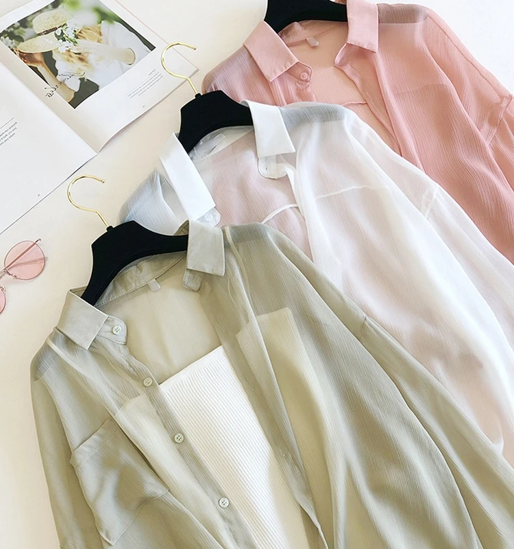 

Long Sve Women's Collared irt V-Ne Casual Sle Polyester Fabric Pure Color Lapel Design Faionable Fit
