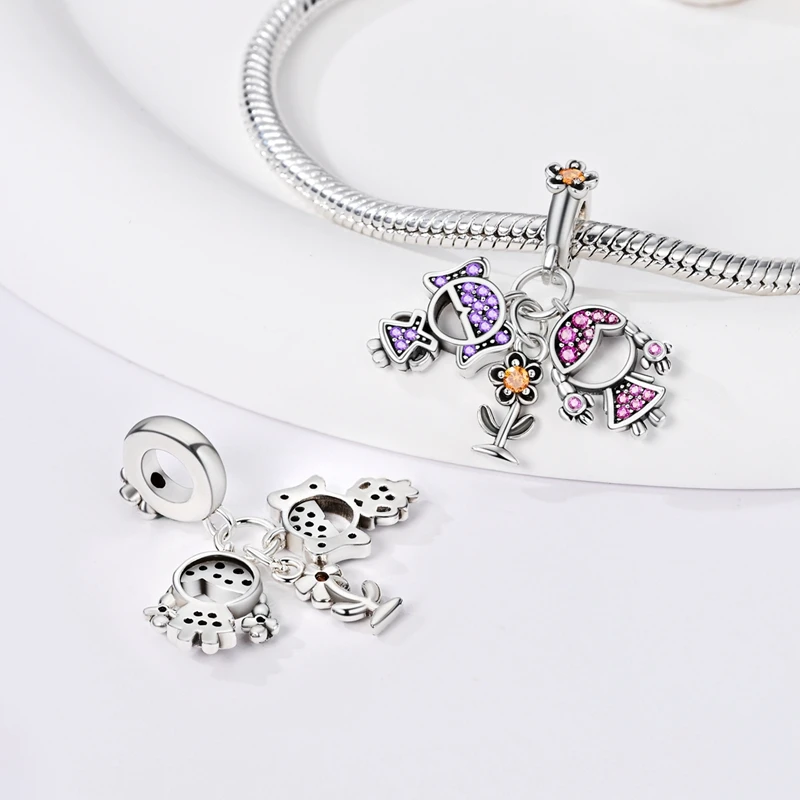 925 Sterling Silver Pet Lover Charms Paw Print Dog Cat Heart Bow Infinity Beads Fit Bracelets Cute Pet Jewelry Gifts For Woman