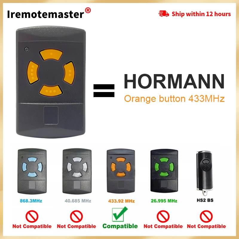 Duplicator HORMANN HSM4 HSM4-433 Garage Remote Control 433MHz 433.92MHz  Fxied Code Gate Keyfob Transmitter