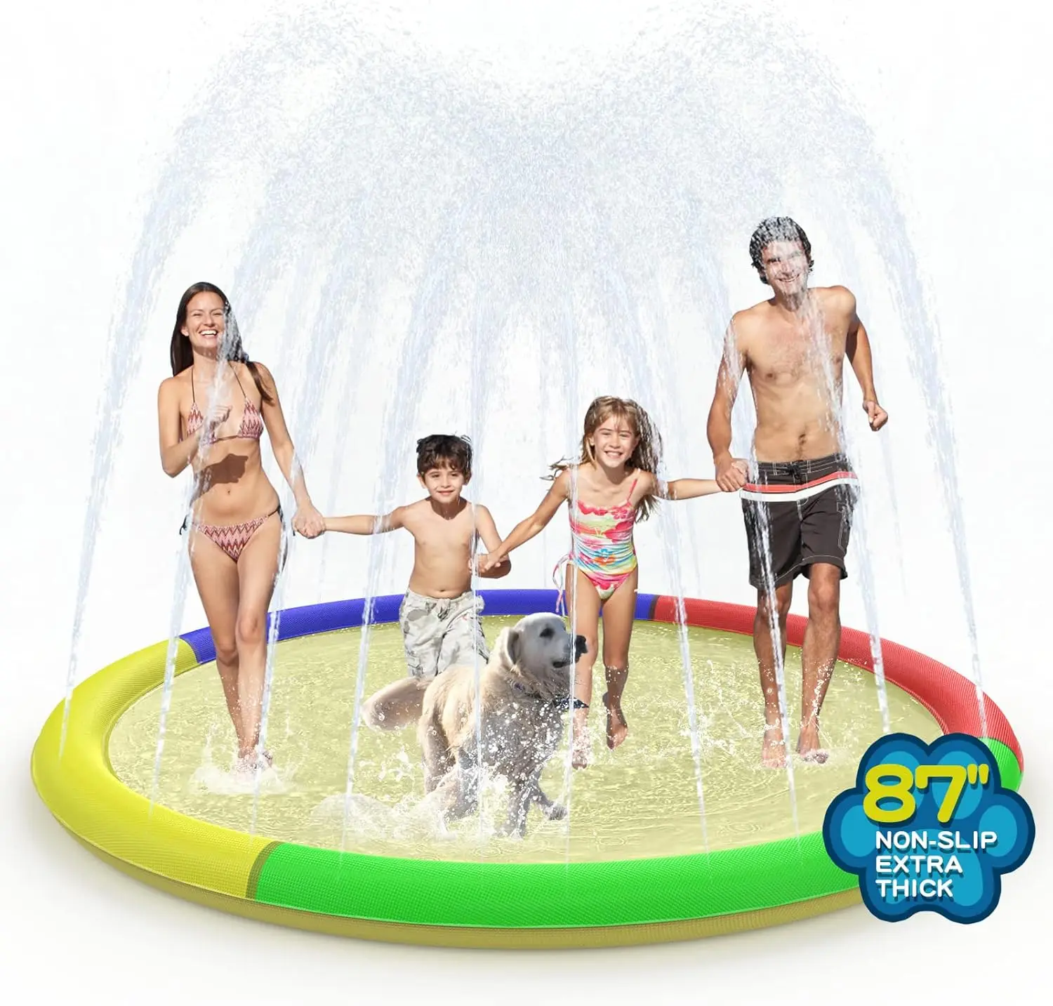 

Non Slip Splash Pad for Kids and Dogs, 87'' Extra Large Splash Pad Outdoor Sprinkler for Kids, Dog Water Summer Toys Outdoor
