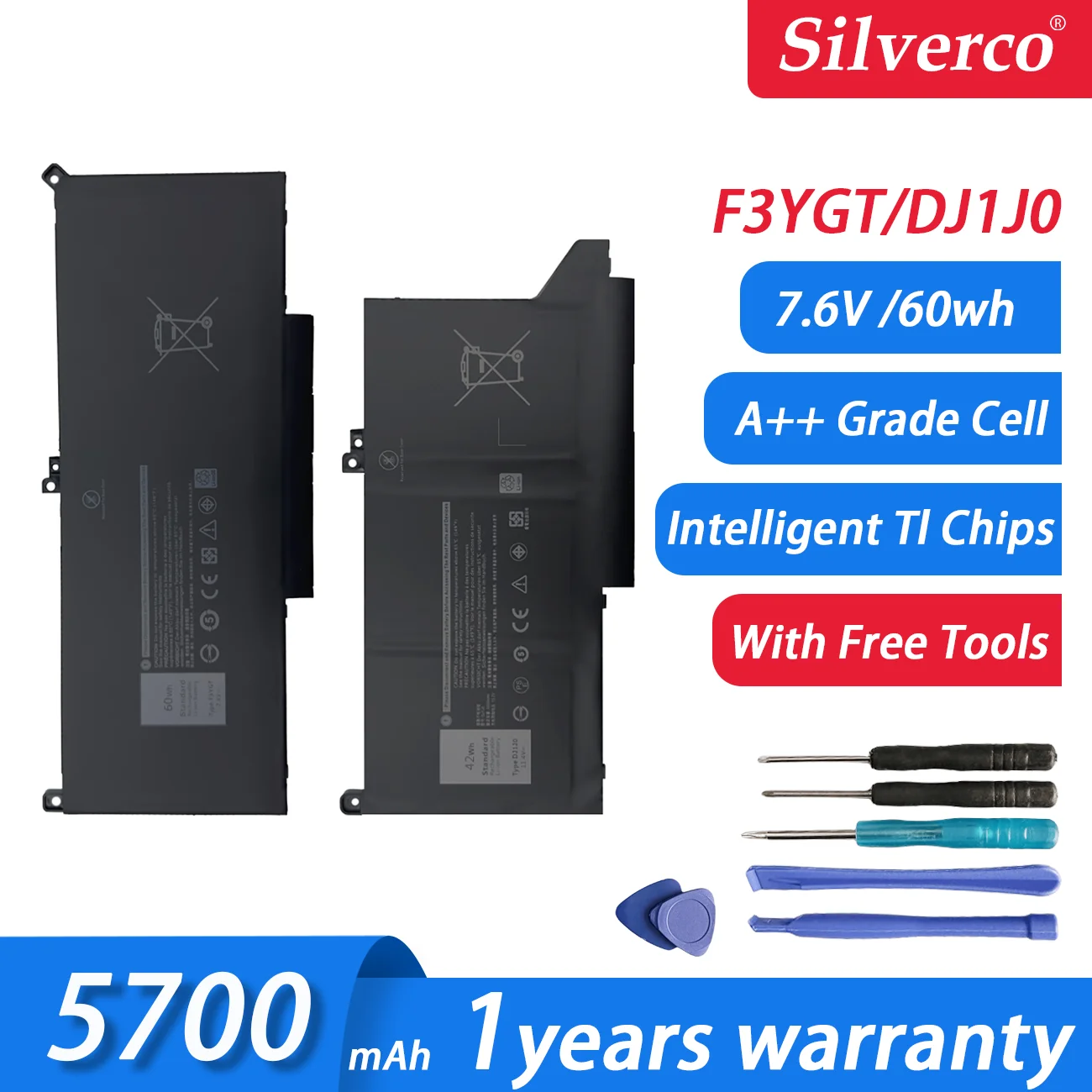 Аккумулятор для ноутбуков Dell DJ1J0 F3YGT для моделей 7480 2X39G, Latitude 12 7000 7280 7290, E7280 E7290 E7380 E7390, 13 7000 7380 7390, 14 7480 7490