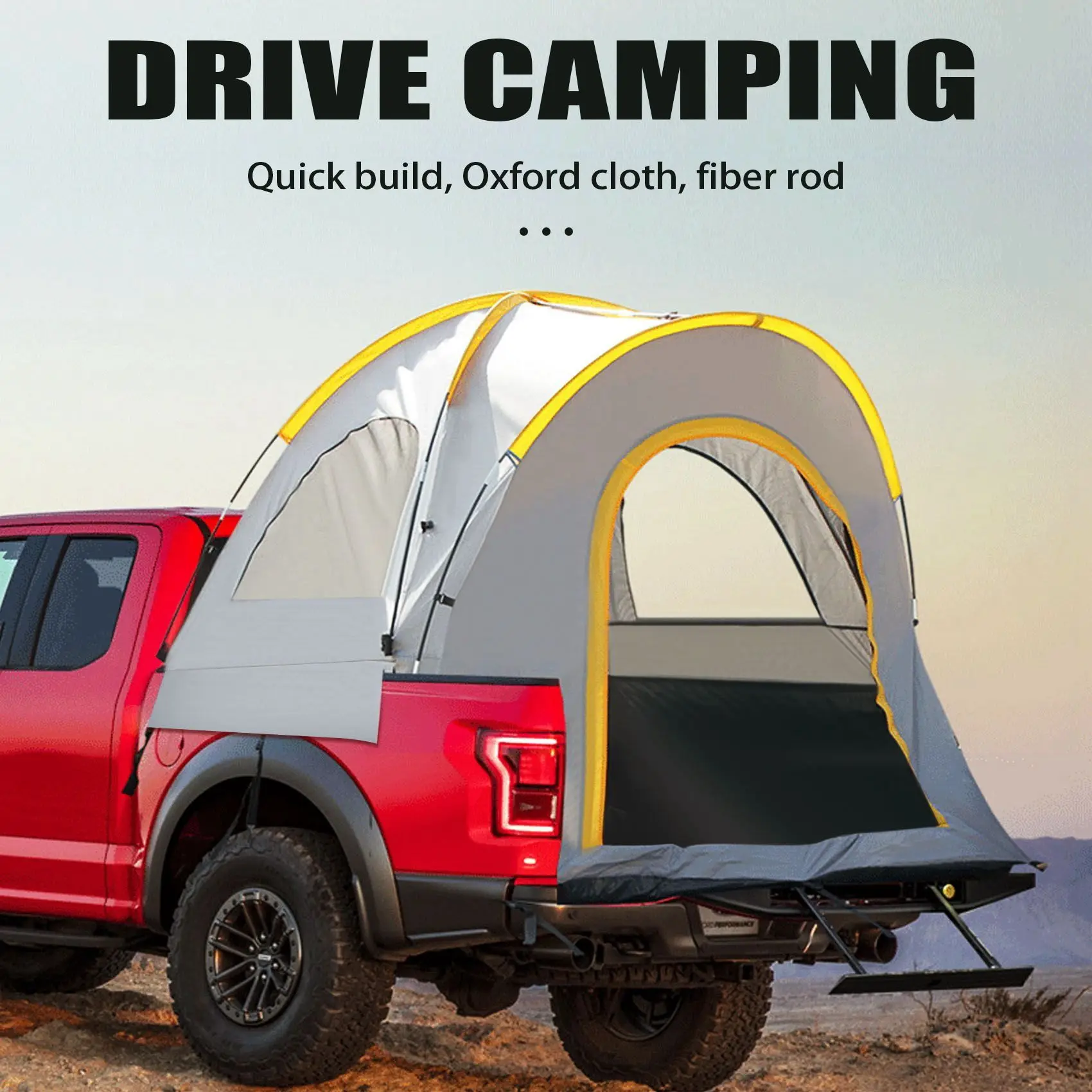 Pickup Truck Camping Tenk 5.5'-6' Waterproof Truck Bed Tent PU2000mm Double Layer for 2 Person Portable Sleeping Tent