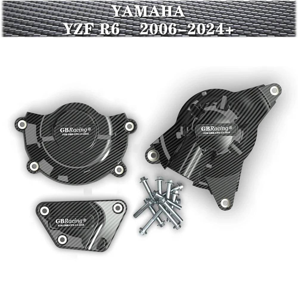 FOR YAMAHA YZF R6 2006-2024+ Engine Protective Cover carbon fiber printing carbon-look