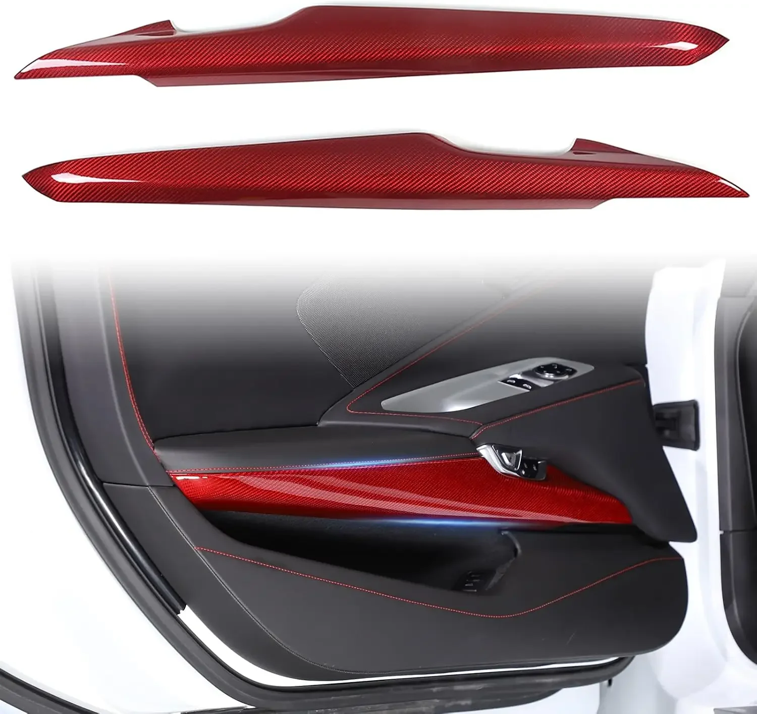 for C8 Corvette Door Panel Decorative Cover Trim Accessories Genuine Carbon Fiber,Interior Door Lock Lower Panel Trim Cover Comp