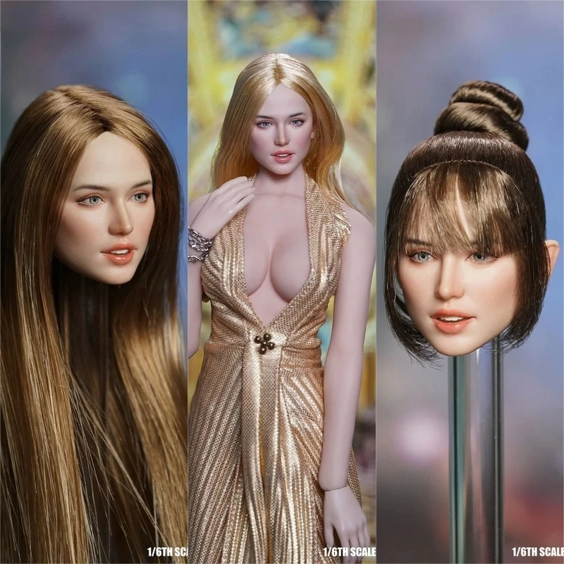 

SUPER DUCK SDH048 1/6 Scale Europe America Actress Female Head Sculpt Carving Model Fit 12'' TBL JIAOU Suntan Action Figure Body