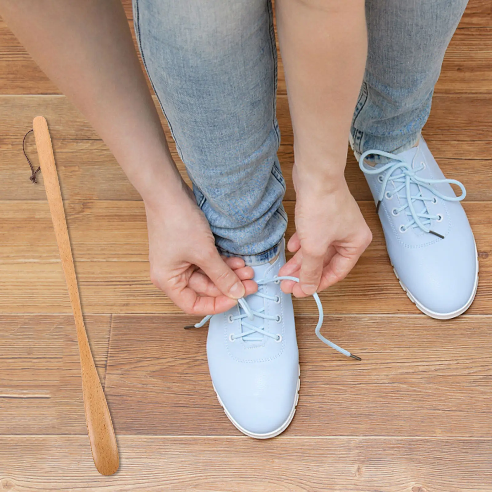 Long Wooden Shoehorn for Elderly and Pregnant Women Smooth Polished Surface Sturdy Hardwood Shoe Lifter Household Shoe Puller