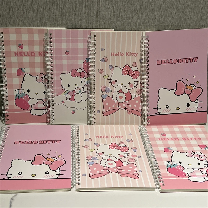 A Set Of 4 Books Sanrio Hello Kitty Cartoon Notebook A5 Coil Notebook Student Notebook Cartoon Cute Notebook School Writing Tool