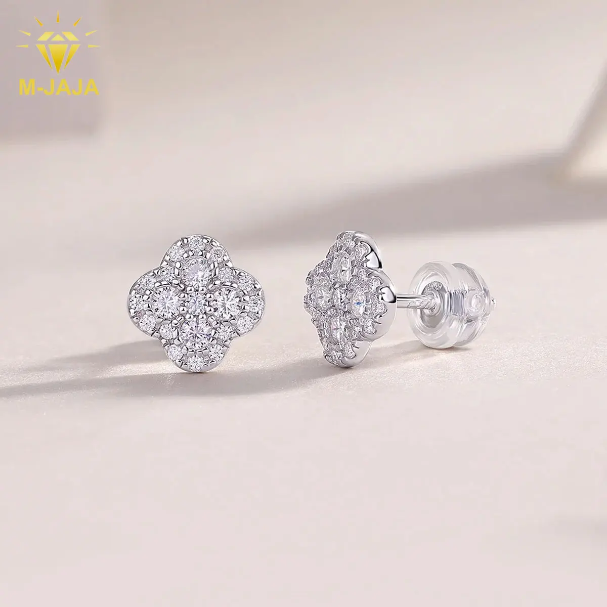 

M-JAJA Moissanite Four-leaf Clover Earrings Diamond Stud Earrings for Women S925 Sterling Silver Earring 2025 New Trendy Jewelry