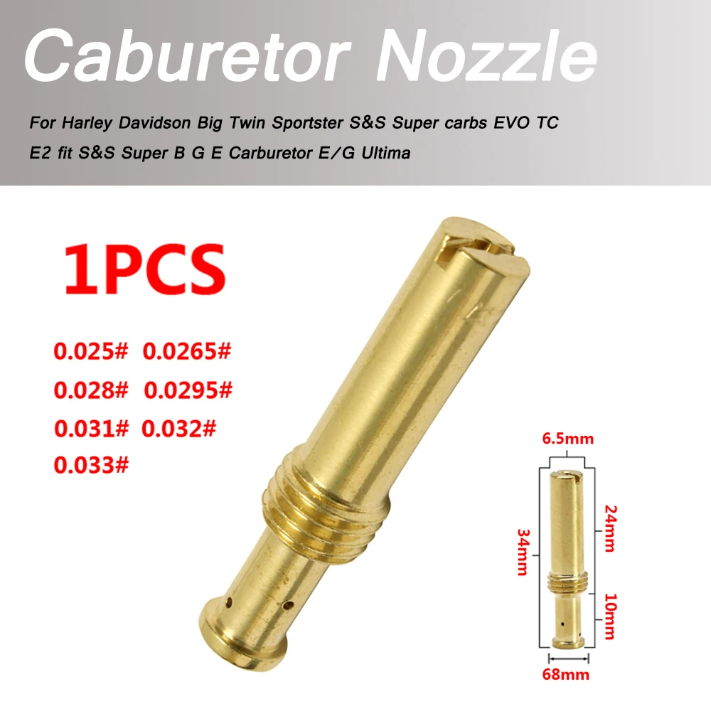 

1PCS For Harley Davidson Big Twin Sportster S&S Super carbs EVO TC E2 fit S&S Super B G E Carburetor E/G Ultima Pilot Jet Nozzle