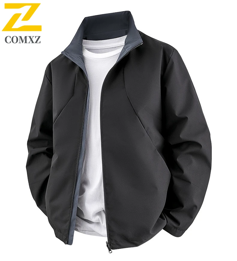 

Men's Jacket Double-sided Wearable Casual Outdoor Waterproof Stand Up Collar Baseball Jacket Loose Comfortable Men's Clothing