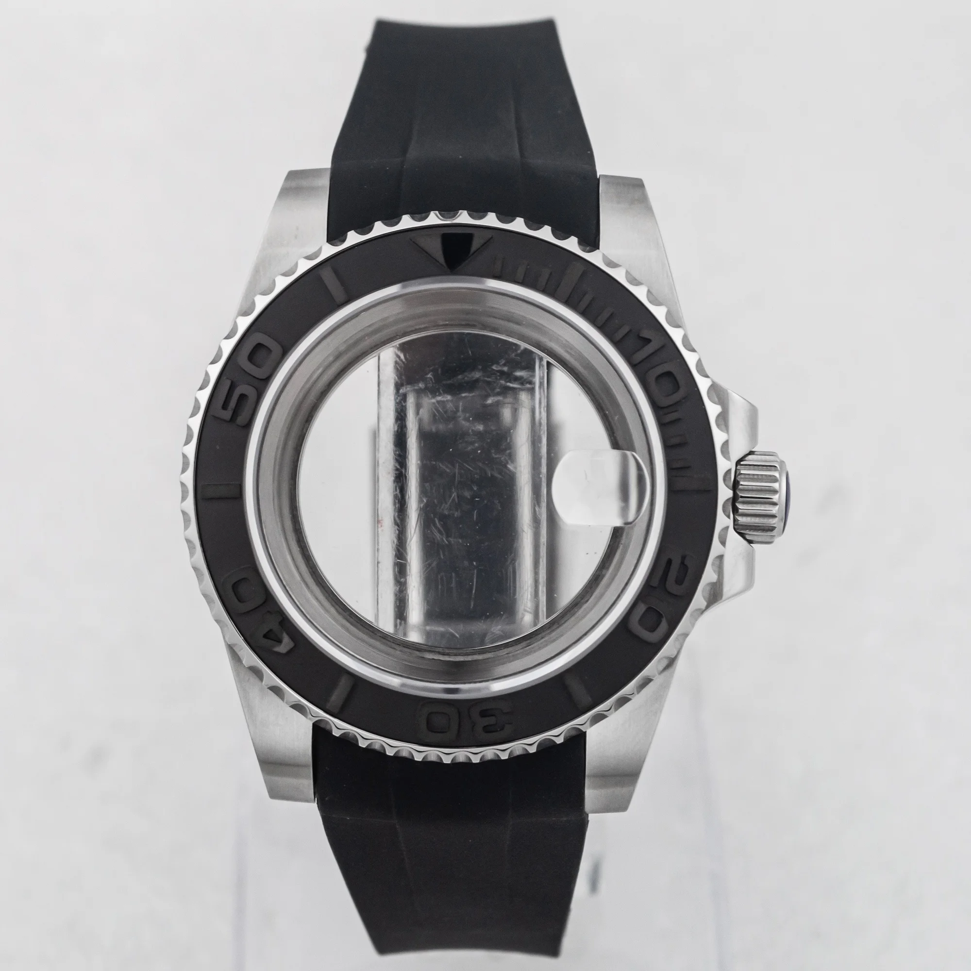 

40mm NH35 Case for Yacht-master NH35 NH36 movement 28.5mm Dial Sapphire Glass Rubber Strap SUB Watch Case 316L Steel Waterproof