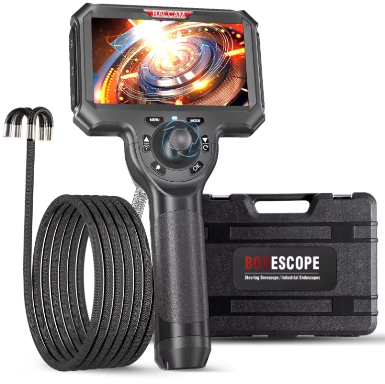 Ralcam IP67 Borescope For Automotive Inspect 5pcs LED Light 4 Way 360 Digital Endoscope 3.9mm 6.2mm Inspection Camera