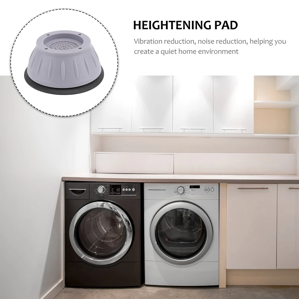 

4 Pcs Anti Vibration Pads for Washing Machine Noise Reduction Pedestal Protector Grey Pan Waterproof Non Slip Wear Resistant