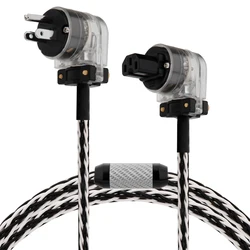 Hifi 90 degree L Shape EU Power Cable 8TC OCC Copper Hybrid power cable Hifi audio EU/US for Amplifier Power Filter DAC CD DVD