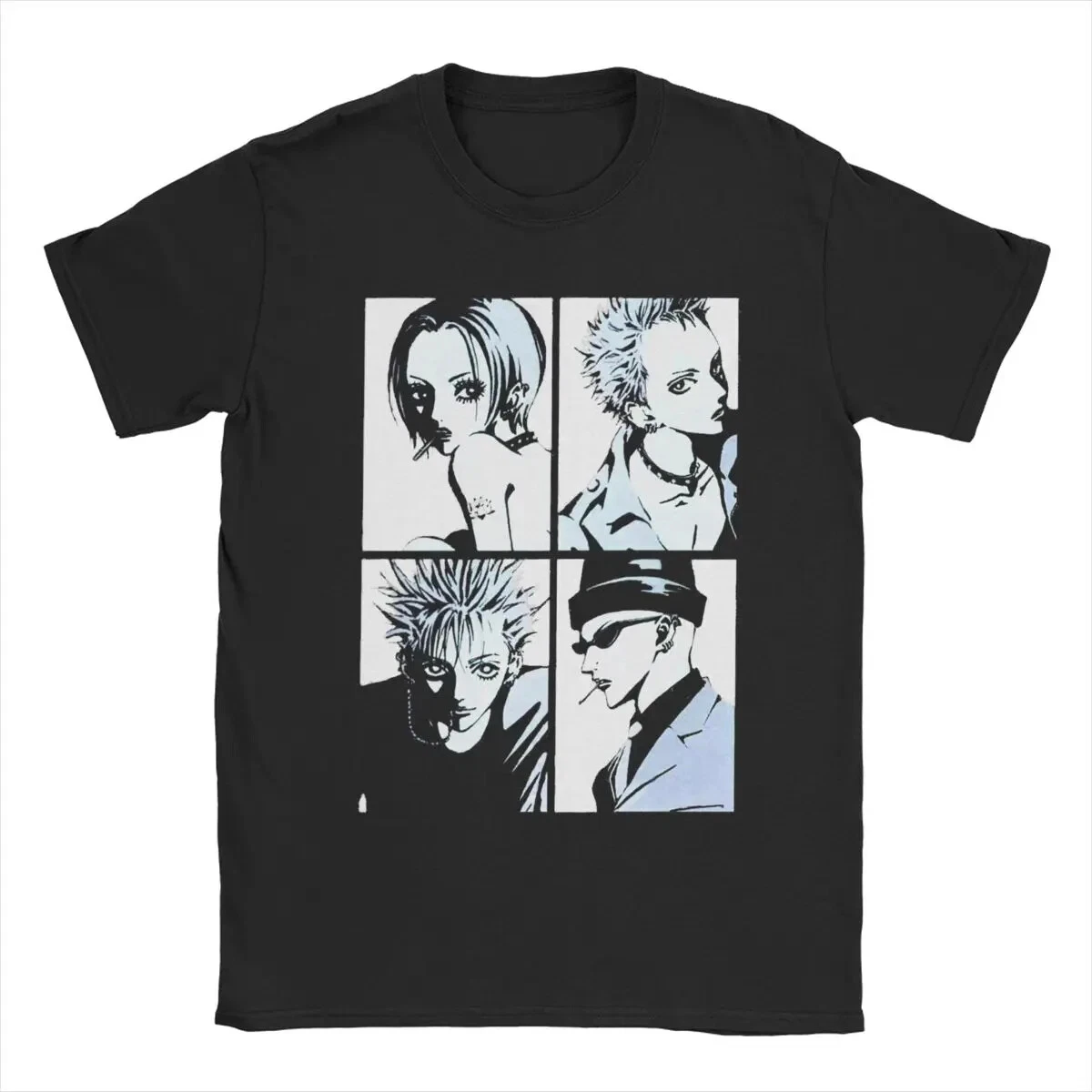 Manga Grid T Shirt Men Women Short Sleeve 4-Panel Anime Character Portrait Crew Neck Cotton Japanese Otaku Casual Tee